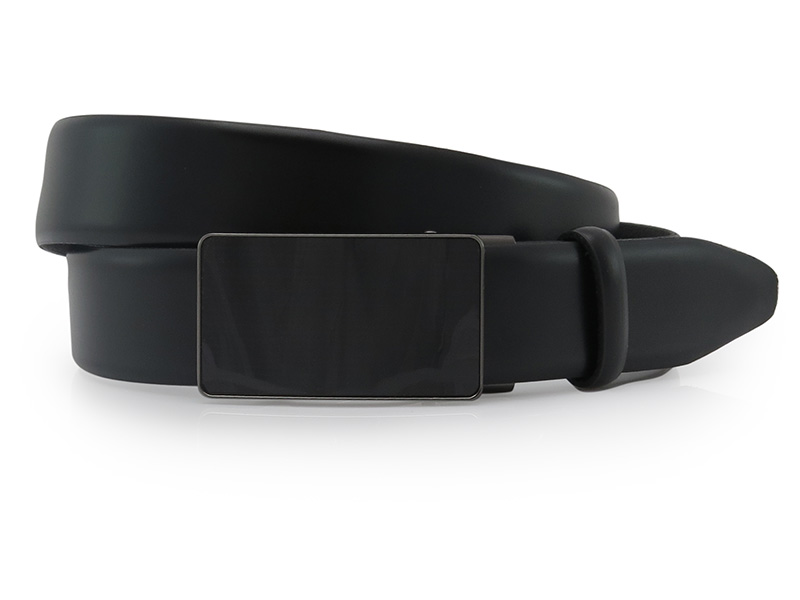 Czarny męski pasek z automatyczną czarną klamrą KMG95