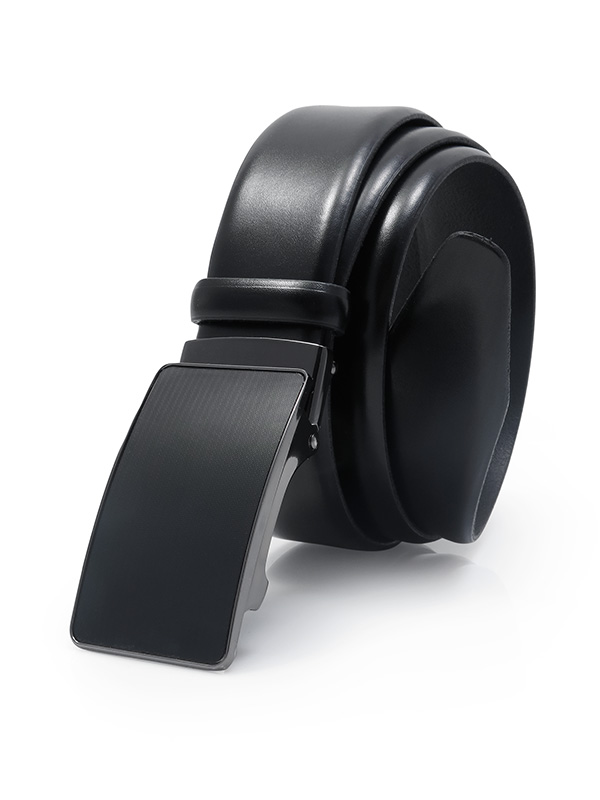 Czarny męski pasek z automatyczną czarną klamrą KMG95