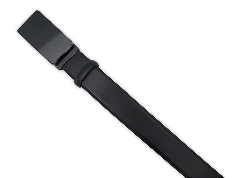 Czarny męski pasek z automatyczną czarną klamrą KMG95