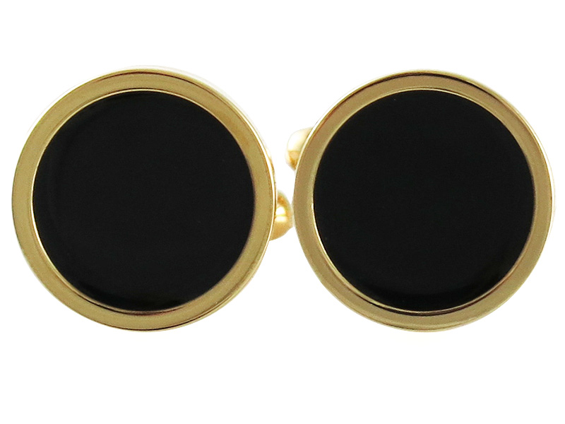 Złoto-czarne okrągłe spinki do mankietów  A311