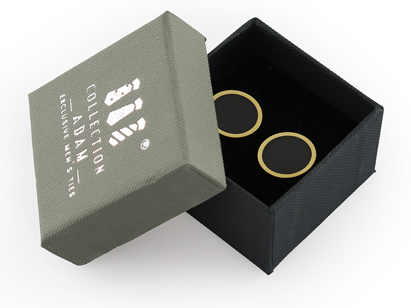 Złoto-czarne okrągłe spinki do mankietów  A311