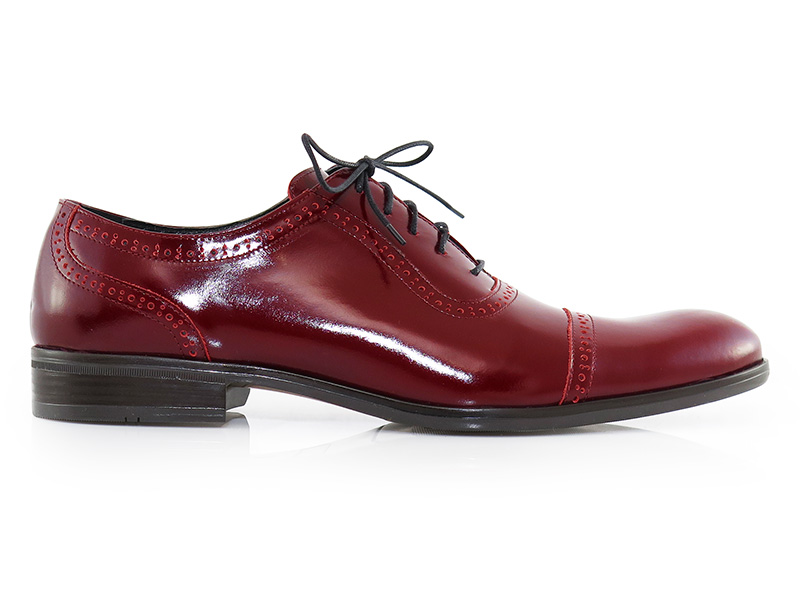 Bordowe lakierowane obuwie męskie - Adelaide T214
