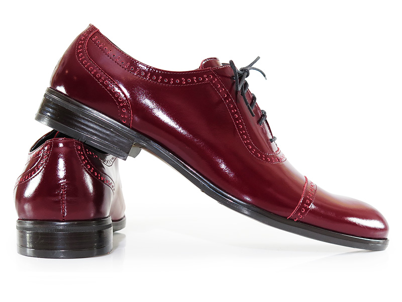 Bordowe lakierowane obuwie męskie - Adelaide T214