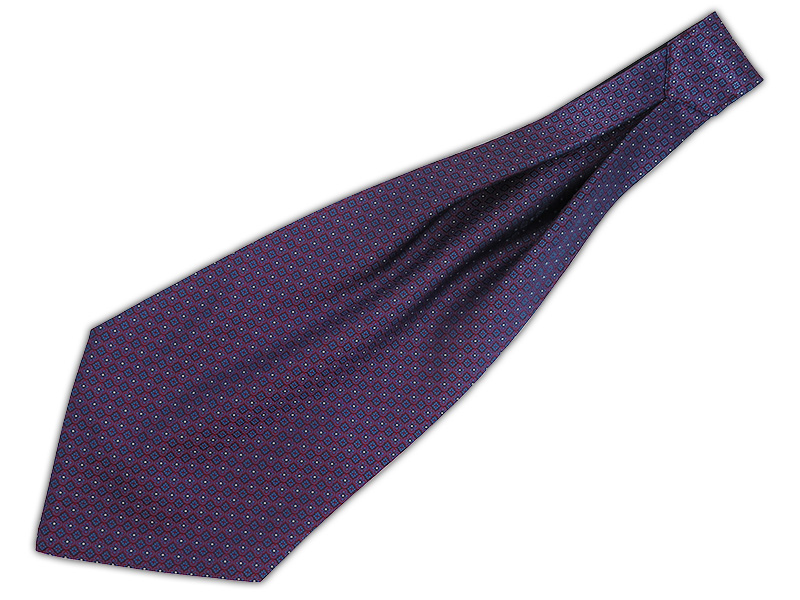 Bordowo-niebieski fular w geometryczne kwiatki F185