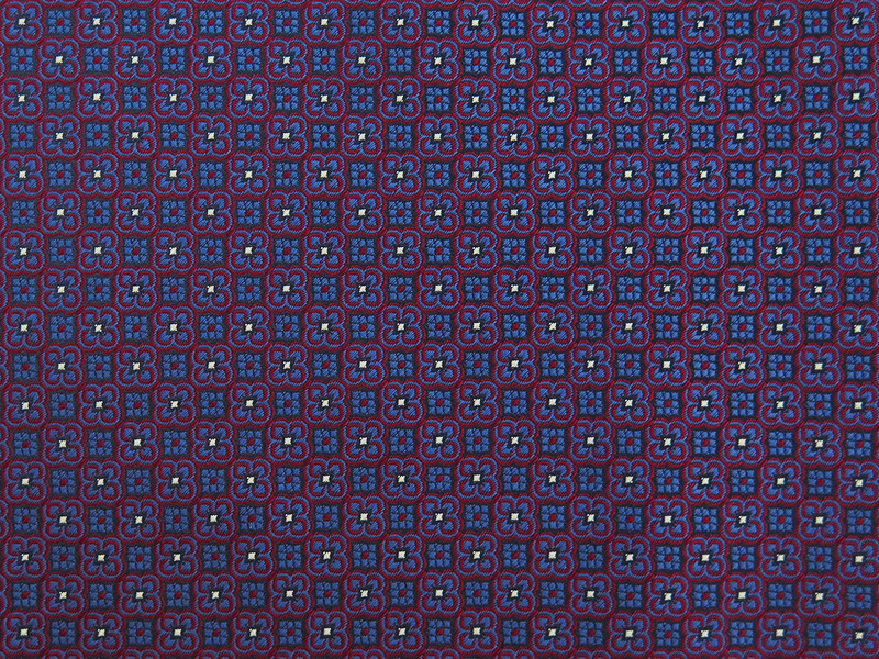 Bordowo-niebieski fular w geometryczne kwiatki F185