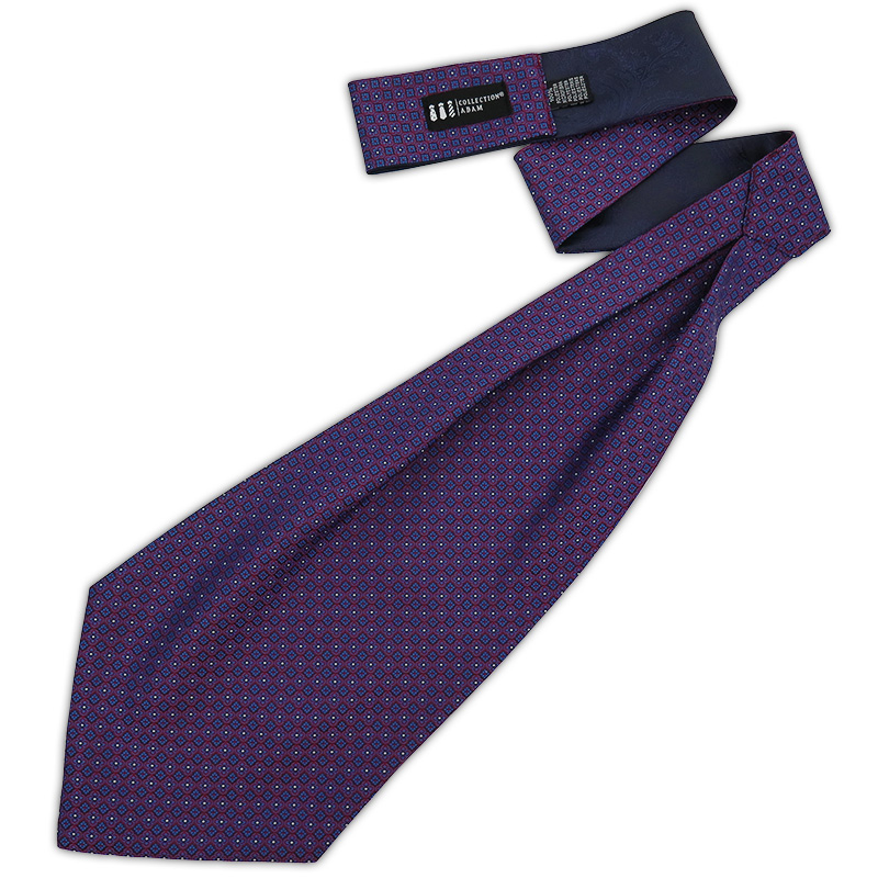 Bordowo-niebieski fular w geometryczne kwiatki F185