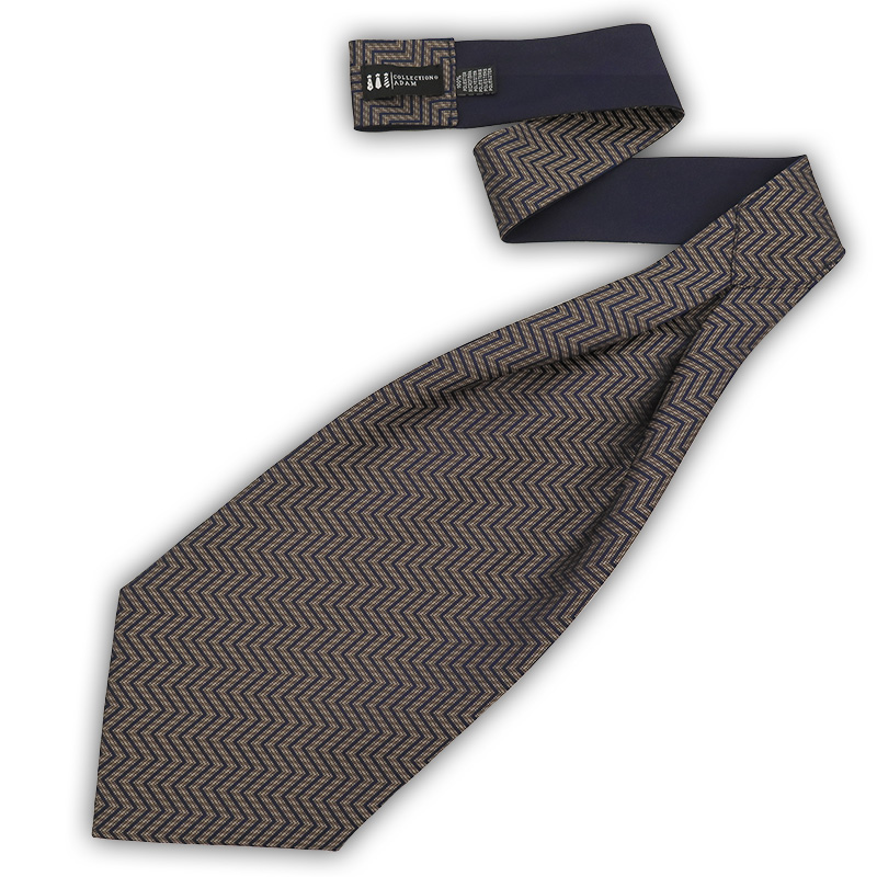 Granatowo-brązowy fular we wzór - zygzag F209