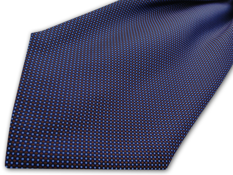 Granatowo-brązowy fular we wzór - kratka F227