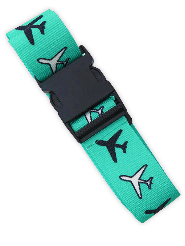Pas zabezpieczający do walizki - Turkusowy w samoloty