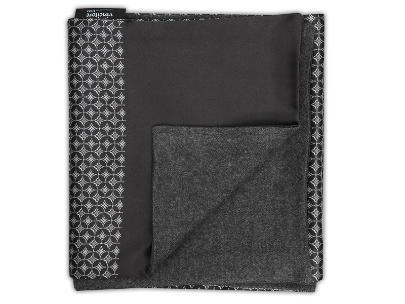 Elegancki szary szal do płaszcza w geometryczny wzór L31