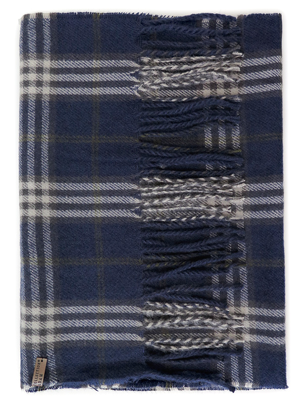 Granatowy szalik męski w kratę R42