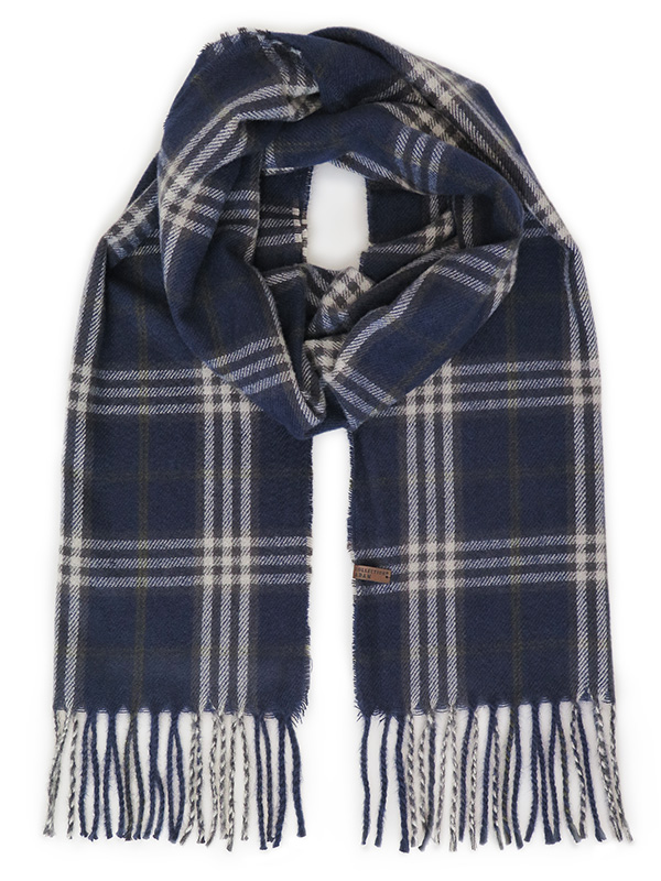 Granatowy szalik męski w kratę R42