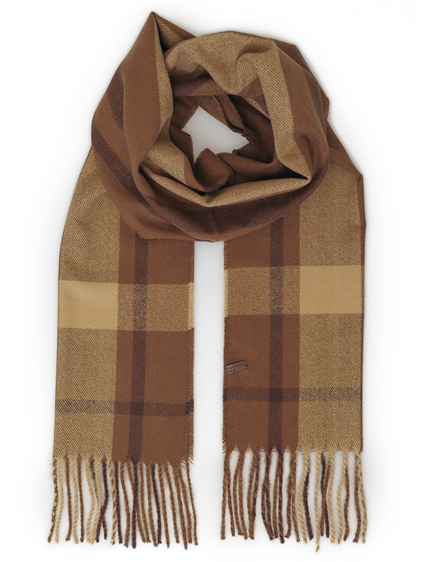 Szalik męski w kratę - camel R45