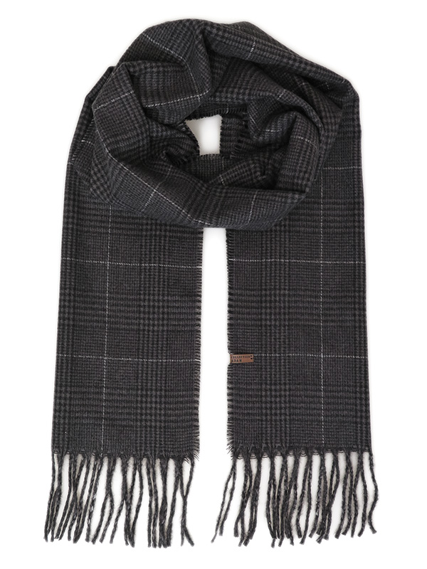 Szary szalik męski w kratę R46