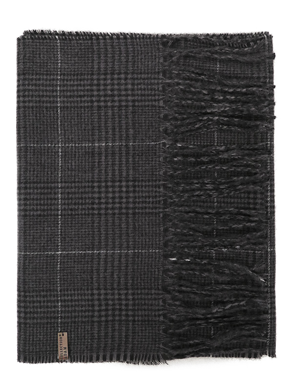 Szary szalik męski w kratę R46