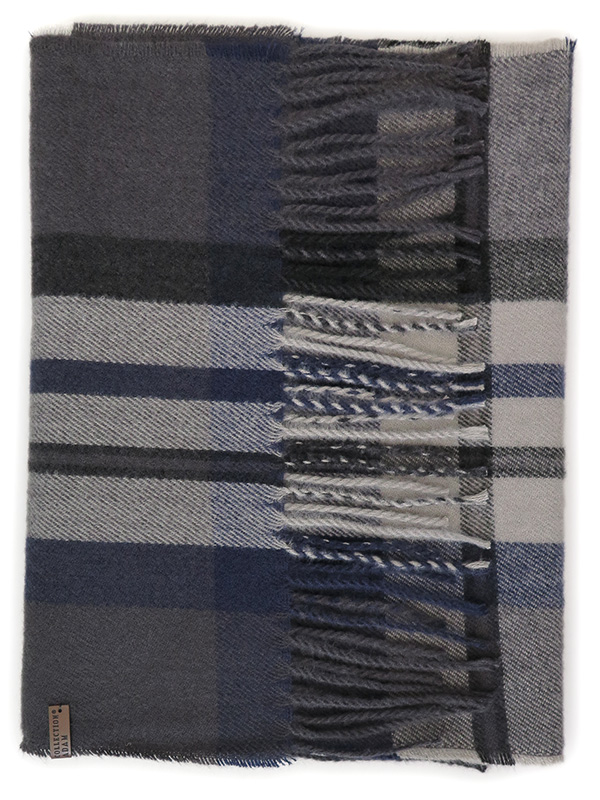 Szaro-granatowy szalik męski w kratę R48