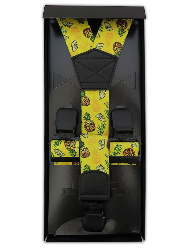 Żółte szelki męskie w ananasy SZ158