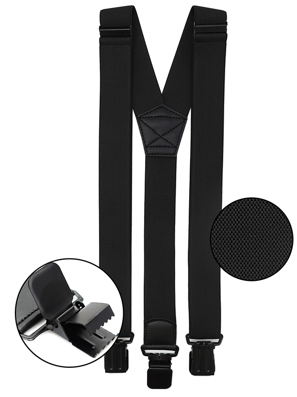 Gładkie czarne  szelki typu Y z czarnymi klamrami BO1