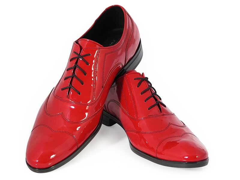 Lakierkowane obuwie męskie w kolorze intensywnej czerwieni - Austerity T153