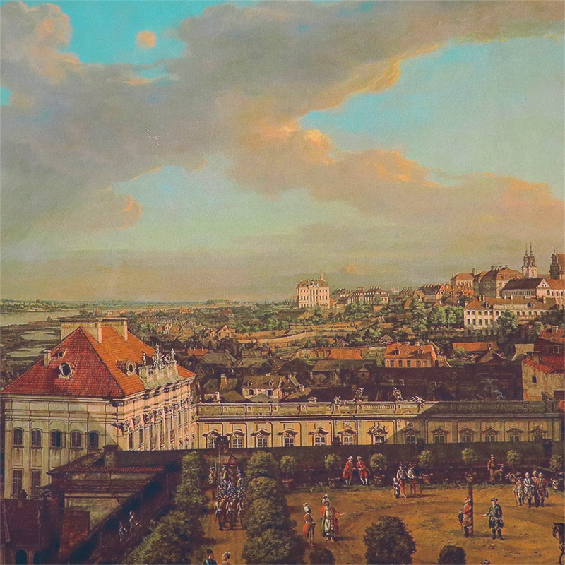 Poszetka z reprodukcją obrazu "Widok Warszawy z tarasu Zamku Królewskiego" E180