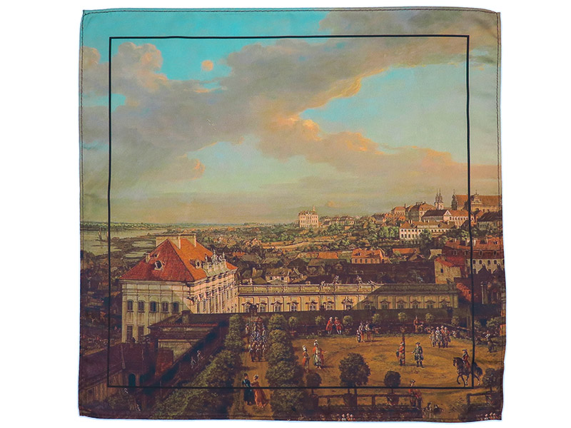Poszetka z reprodukcją obrazu "Widok Warszawy z tarasu Zamku Królewskiego" E180