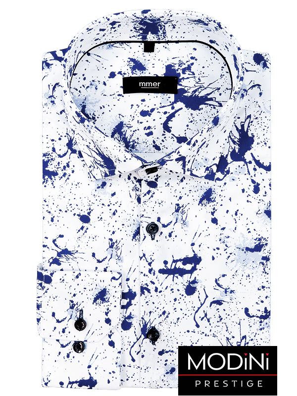 Koszula męska w granatowo-niebieskie plamy 026