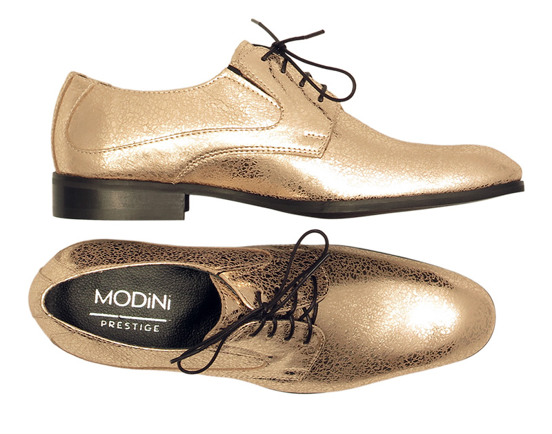 Unikatowe złote półbuty męskie - buty wizytowe Modini T226