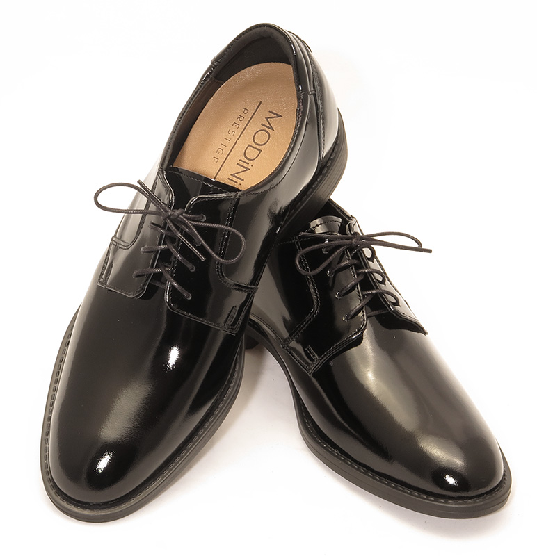 Czarne podwyższające lakierki męskie +6cm T229