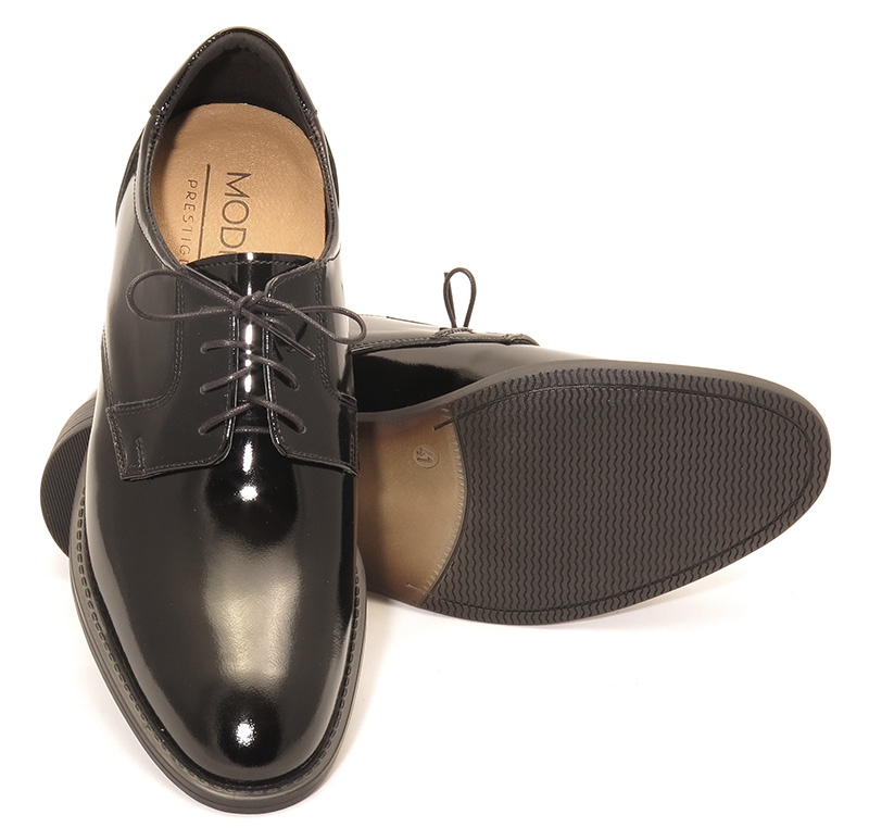 Czarne podwyższające lakierki męskie +6cm T229