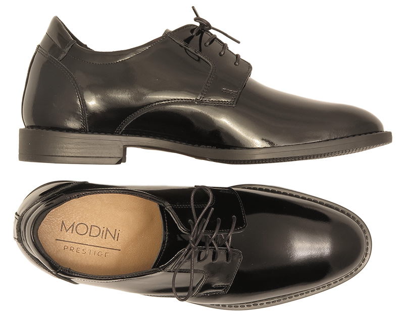 Czarne podwyższające lakierki męskie +6cm T229