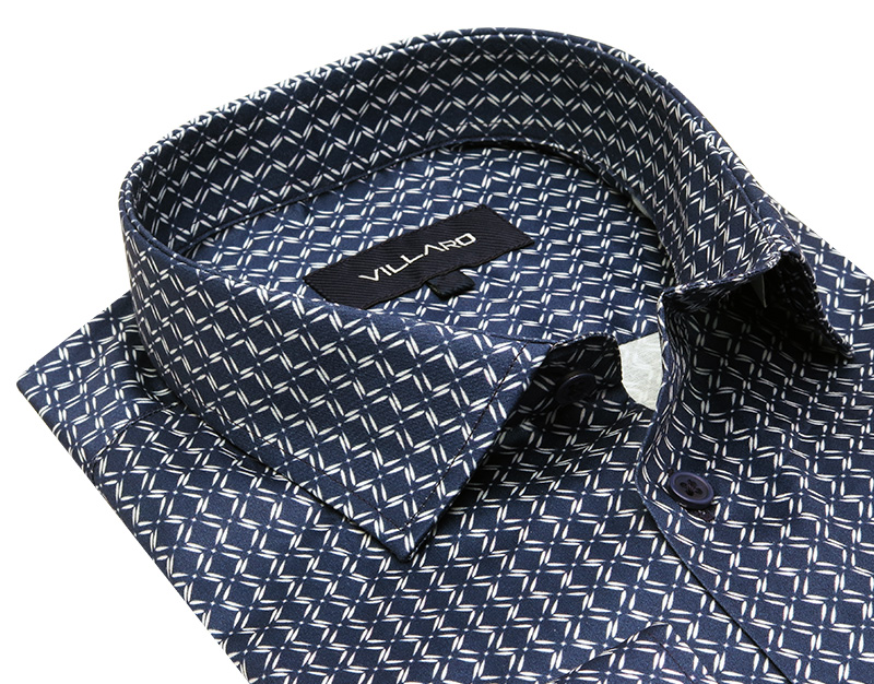 Granatowa koszula męska z jasnym wzorem VILLARO M088