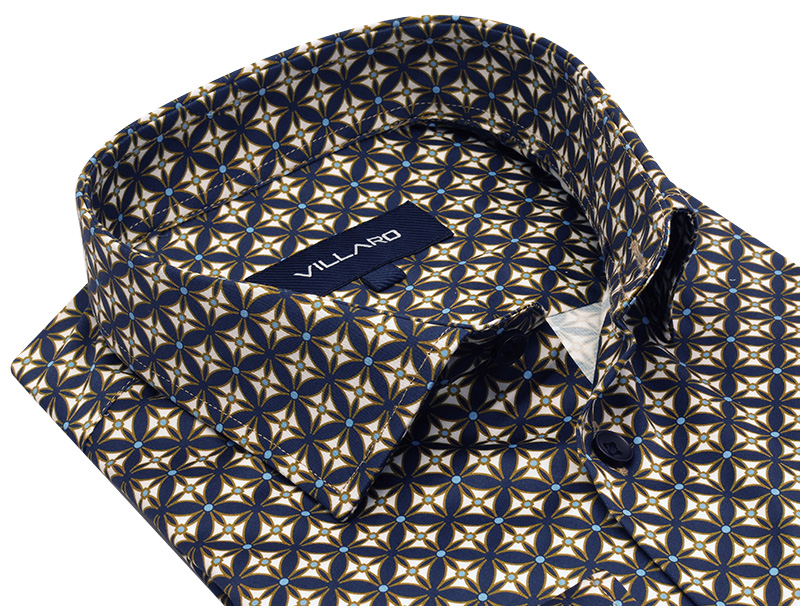 Granatowo - beżowa koszula męska VILLARO N052