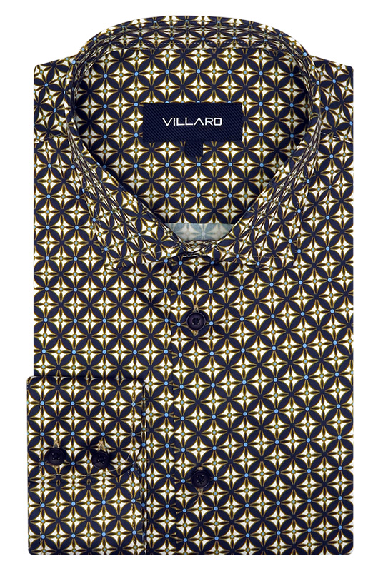 Granatowo - beżowa koszula męska VILLARO N052