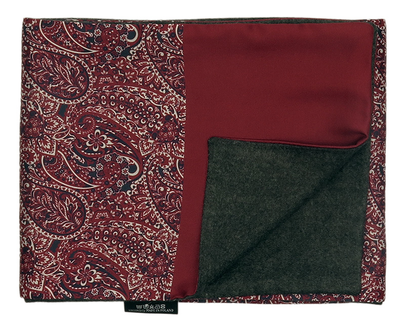 Bordowy szal męski w jasny pasley L36