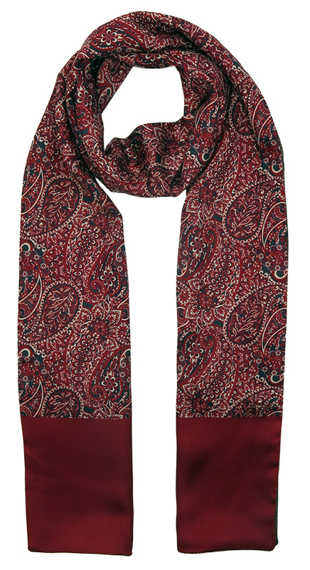 Bordowy szal męski w jasny pasley L36