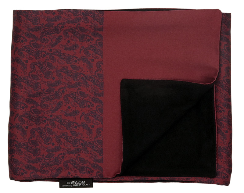 Bordowy szal męski w granatowy paisley L37