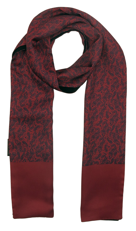 Bordowy szal męski w granatowy paisley L37