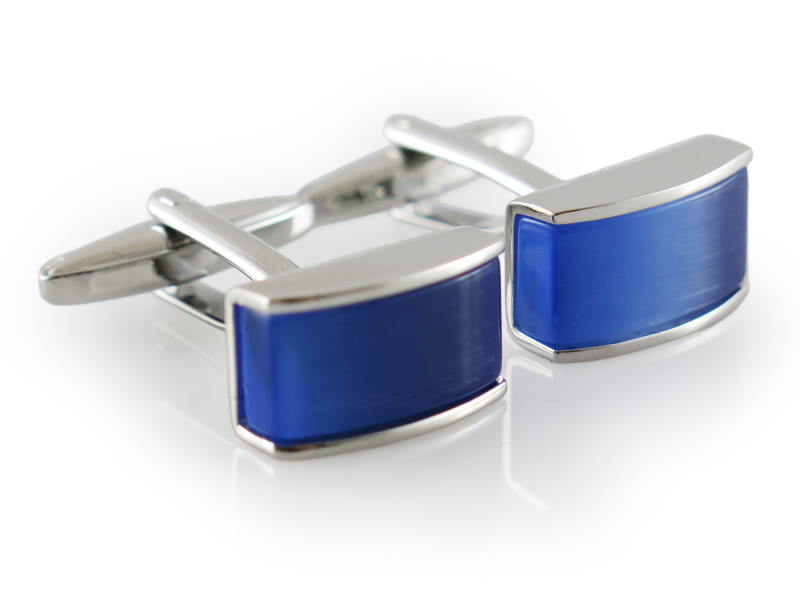 Niebieskie perłowe spinki do mankietów - A335