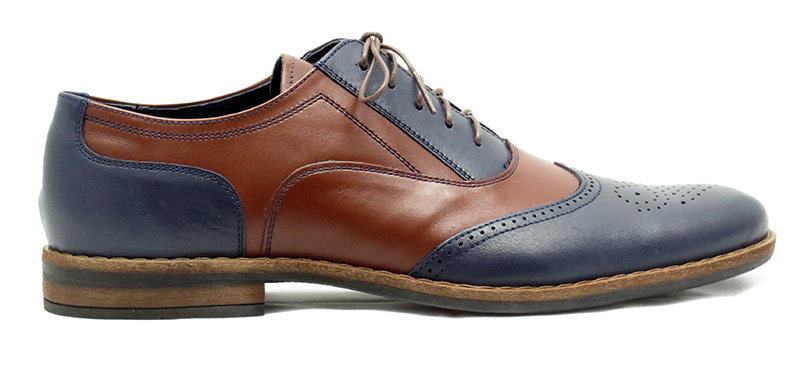 Unikatowe granatowo-brązowe brogsy męskie Buty spektatory Al Capone T121