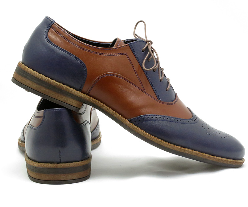 Unikatowe granatowo-brązowe brogsy męskie Buty spektatory Al Capone T121