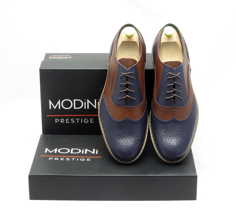 Unikatowe granatowo-brązowe brogsy męskie Buty spektatory Al Capone T121