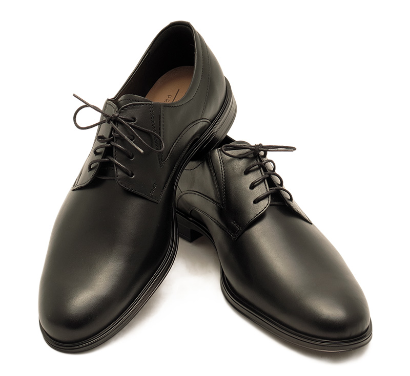 Wygodne czarne półbuty męskie na szeroką stopę T223