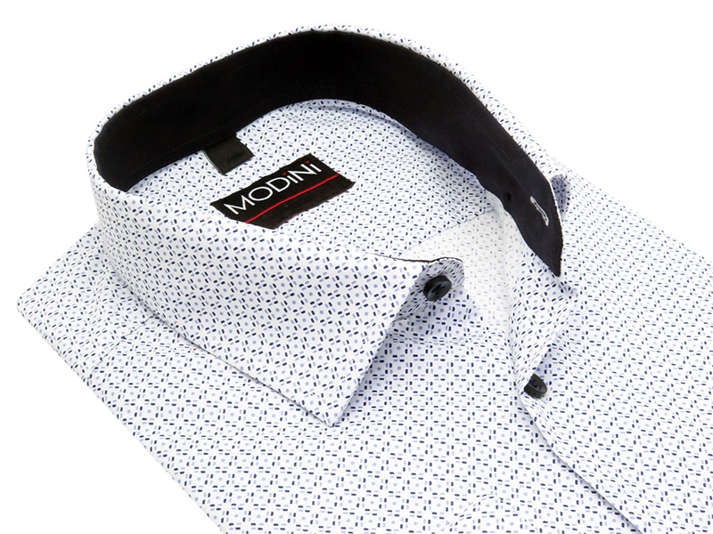Biała elastyczna koszula męska Modini z niebieskim wzorem DD11