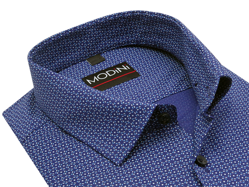 Granatowa elastyczna koszula męska Modini ze wzorem DD12