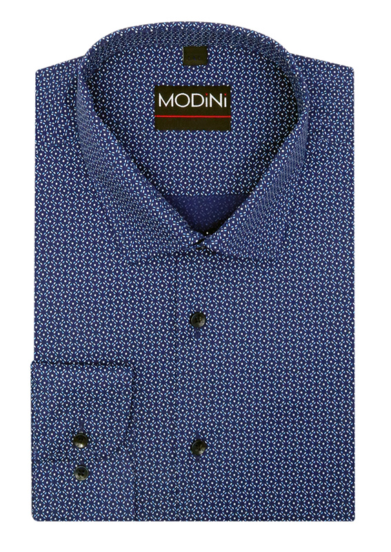 Granatowa elastyczna koszula męska Modini ze wzorem DD12