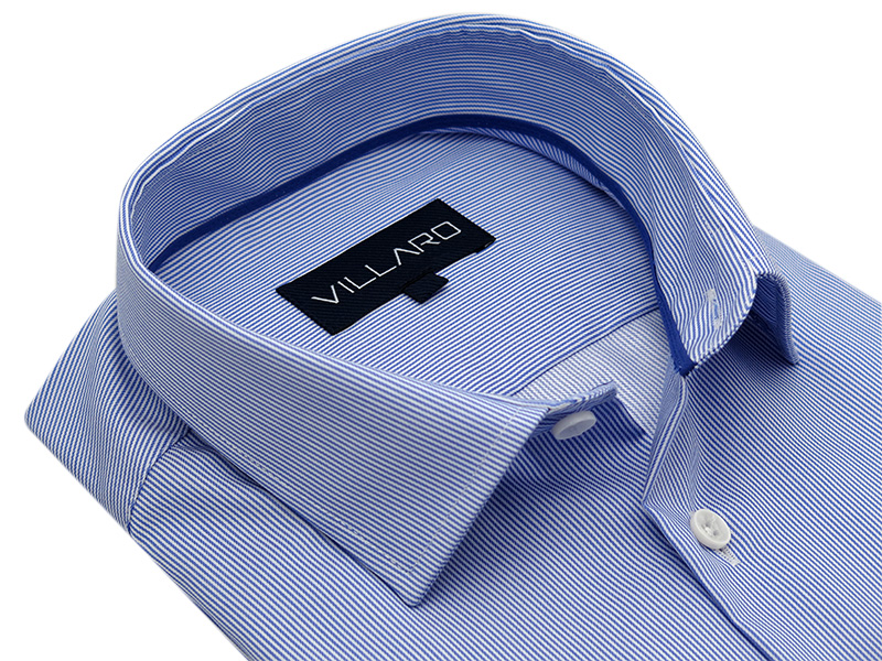 Biało - niebieska koszula męska VILLARO w prążki L025