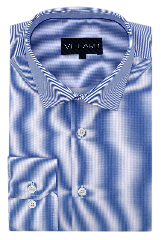 Biało - niebieska koszula męska VILLARO w prążki L025