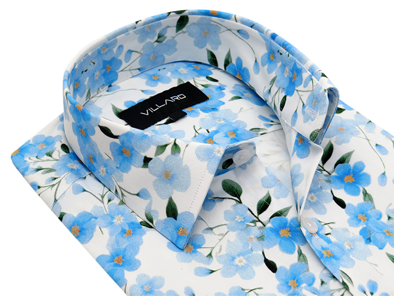 Błękitna koszula VILLARO w kwiaty M077