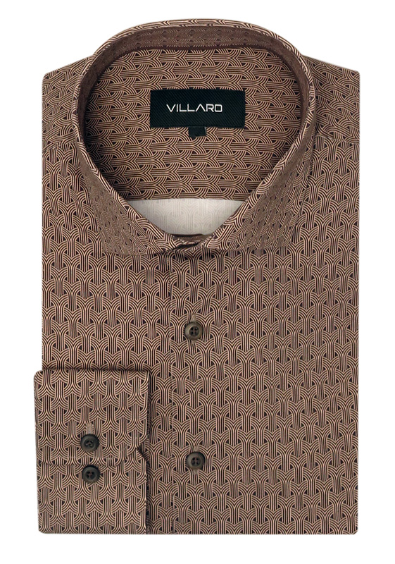 Brązowa / miedziana koszula męska VILLARO N015