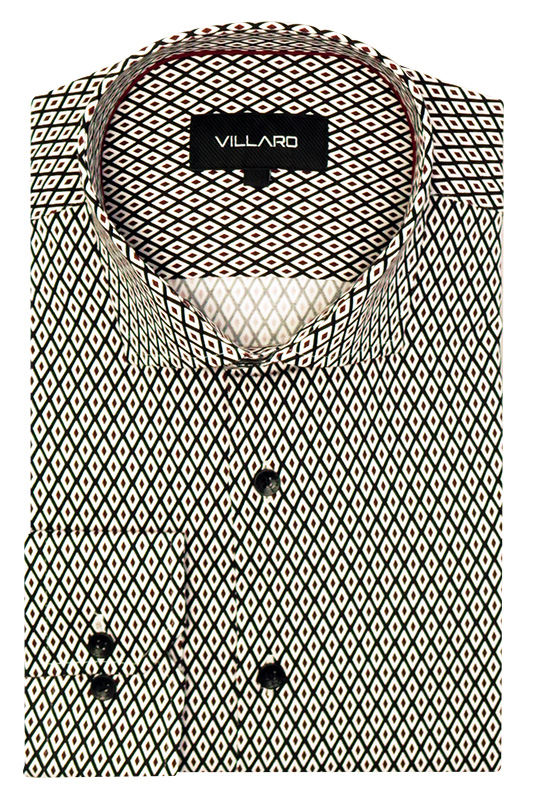 Elastyczna kolorowa koszula męska VILLARO w romby N061